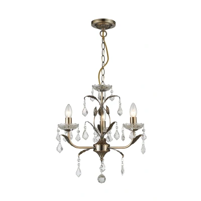 Image of Evon 3 Light Antique Brass Multi Arm Chandelier