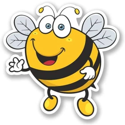 Image of 2no. 150mm Happy Bee Stickers Self Adhesive Easy to Apply
