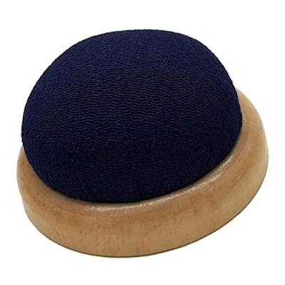 Image of Baoblaze Pin Cushion with Wooden Plate, Table Cushion, Plain Color Holder Storage of Pins, Storage, Navy Blue, 7cm
