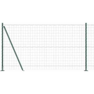 Image of vidaXL Euro Fence with 7 Flanged Posts 1.2 x 10 m Galvanised Steel