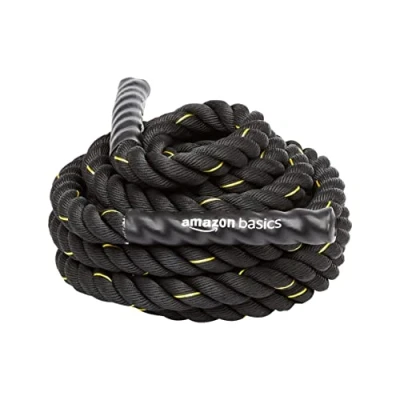 Image of Amazon Basics Heavy Exercise Training Workout Battle Rope 9m x 3.8cm, Black