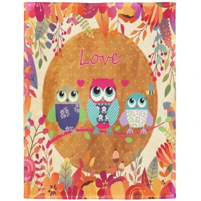 Image of YISUMEI Tapestry, 125 x 150 cm, Cuddly Blankets, Soft Flannel, Fleece Blanket, Bed Throw, Owl, Owl Love