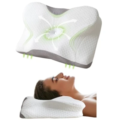 Image of Good Nite Memory Foam Pillow for Neck and shoulder Pain Orthopedic with Pillowcase Suitable Lateral, Supine &amp; Abdominal Lying 60*40*12/10cm (Firm Support, 60*40*12/10cm)