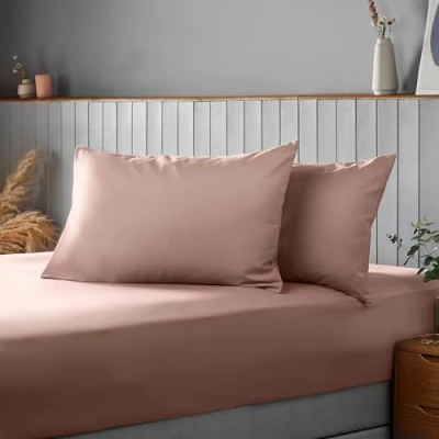 Image of Silentnight Supersoft Pink Blush Pillowcase Pair Easy Care Soft Snuggly Plain Pillow Cases Ideal with Duvet Cover Quilt Bedding Set Machine Washable Pillows Covers Standard Size (74cm x 48cm)