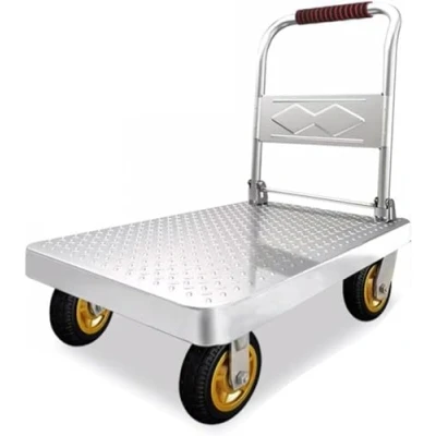 Image of Platform Trucks,360 Degree Swivel Wheels Flatbed Trolley, Foldable Push Hand Cart For Loading And Storage Garage Warehouse Moving Truck(Size:73x48cm)
