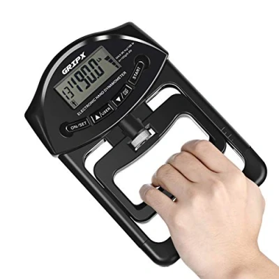Image of GRIPX Digital Hand Dynamometer Grip Strength Measurement Meter Auto Capturing Electronic Power 198Lbs / 90Kgs, Black