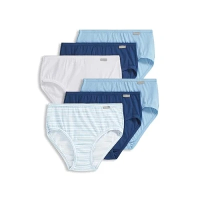 Image of Jockey Women&#039;s Underwear Plus Size Elance Hipster 6 Pack, White/Boardwalk Stripe/Marina Blue/Blue Stardust/Marina Stardust, 7