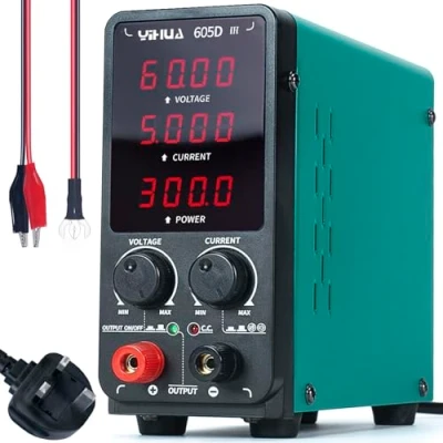 Image of YIHUA 605D III Adjustable DC Bench Power Supply 0.00 60V 0.000 5A with Crocodile Clips, Auto CC/CV Mode for Electronics, Repair, Electroplating, Engineering Education