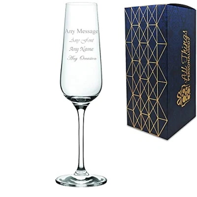 Image of Personalised Engraved Invitation 6oz Champagne Flute Wedding Wine Birthday Bridesmaid