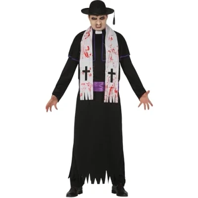 Image of FIESTAS GUIRCA Zombie Priest Halloween Fancy Dress Costume Man Size Adult Large