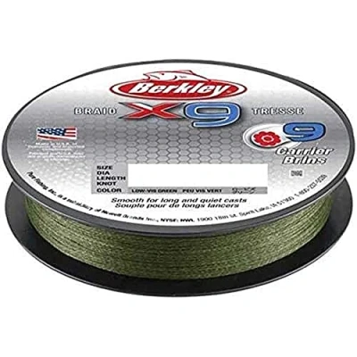 Image of Berkley X9 Braided Fishing Line 9 Strand Braid for Saltwater and Freshwater Fishing, Unisex,, Flame Green, 45.6kg 295yd 270m