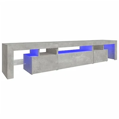 Image of vidaXL Spacious TV Cabinet Concrete Grey in Engineered Wood with Integrated RGB LED Lights for Living Room
