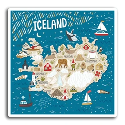 Image of 2 x 10cm Iceland Country Map Vinyl Stickers Sticker Laptop Luggage #19328 (10cm Wide)