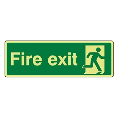 Image of 300mmx100mm Photoluminescent Final Fire Exit Man Right Sign