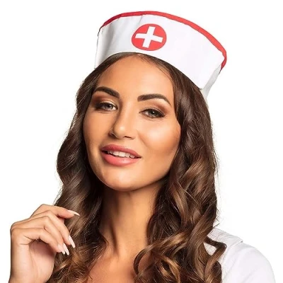 Image of Boland Adult Nurse Hat Hospital Fancy Dress Medical Doctor Up Accessory Headwear White One Size