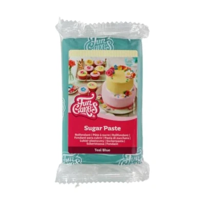 Image of FunCakes Sugar Paste Teal Blue, Easy to Use, Smooth, Flexible, Soft and Pliable, Perfect for Cake Decorating, Halal, Kosher Gluten Free, 250 g Pack of 1
