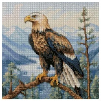 Image of Bald Eagle Counted Cross Stitch Kits, 14 Count aida Fabric, 100% Cotton Thread, 150x150 Stitch,26x26cm kit