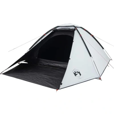 Image of vidaXL Camping Tent Dome for 2 Person White Blackout Fabric, Waterproof &amp; Wind Resistant, Portable with Easy Setup
