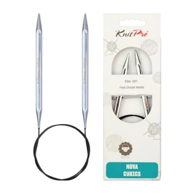 Image of KnitPro 60 cm x 8 mm Nova Cubics Fixed Circular Needles, Shiny Brass