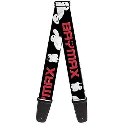 Image of Buckle Down GS WDY243 Guitar Strap BAYMAX Poses Black/White/Red 2&quot; Wide 29 54&quot; Length