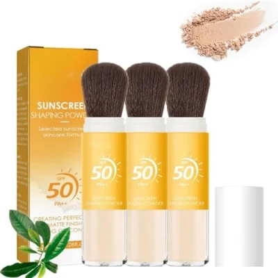 Image of Mineral Sunscreen Powder Spf50, Naturally Controlled Oily Matte, Keeps Skin Long And Breathable, Delicate Translucent Brushes, Suitable For All Types Of 8g (3 PCs)