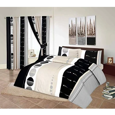Image of [hachette] ASHAR GREY WHITE BLACK DUVET COVER BEDDING BED SET WITH PILLOWCASES (Single)