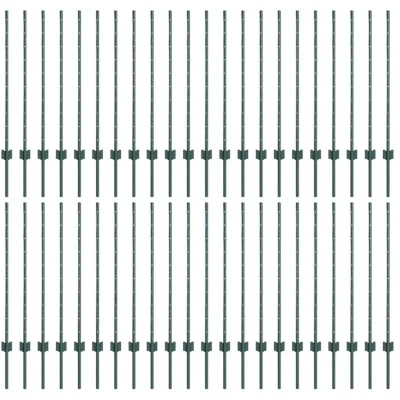 Image of vidaXL Fence Posts 44 pcs U Channel Green 140 cm Steel