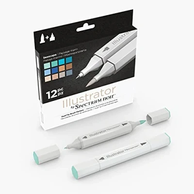 Image of Spectrum Noir Illustrator (12Pc) Seascape, Pack of 12 , SPECN IL12 SEA,Multicolor,19 x 18.4 2.1 cm