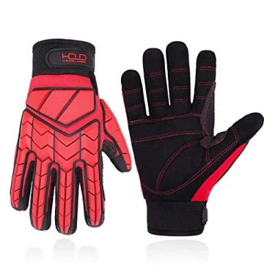 Image of HANDLANDY Anti Vibration Gloves, SBR Padding, TPR Protector Impact Men Mechanic Work Gloves (Medium, Red)