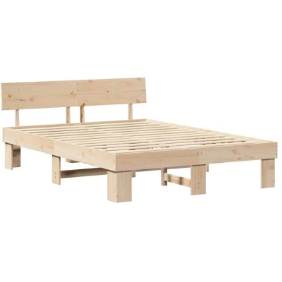 Image of With Headboard Brown 160 x 200 cm Solid pine wood Vidaxl