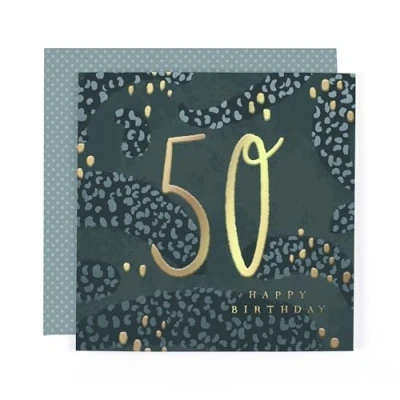 Image of Hotchpotch Luxury Foiled 50th Birthday Card Contemporary Greeting London 6 x