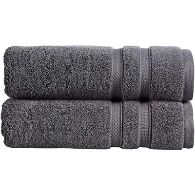 Image of Christy Chroma Bath Towels Set of 2 Highly Absorbent Heavyweight 675GSM Bold and Bright Soft Velvety Smooth Bathroom Shower 100% Cotton Sustainably Made Ash Grey