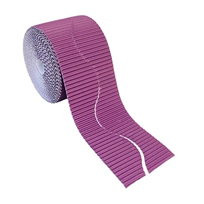Image of Bright Ideas Corrugated Border Roll for School Displays, Violet, 10cm x 7.5m. BI7896.