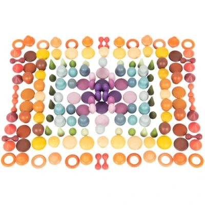 Image of TickiT 74047 Wooden Treasures Starter Set PK168, Green; Purple; Yellow; Red; Orange; Blue; Brown;