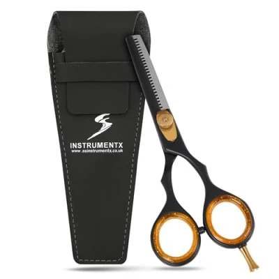 Image of Professional Hairdressing Scissors Hair Cutting Thinning with Adjustable Screw Sharp Barber (Black 5.5&quot;)