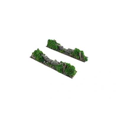 Image of War World Gaming Battle Bocage Damaged Wall Sections x 2 28mm Heroic Scale Wargaming Terrain Model Diorama Scenery Wargame WW2 Tabletop Normandy France WWII Hedgerow