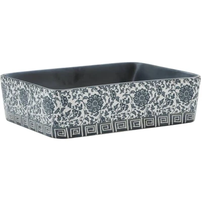 Image of vidaXL Countertop Basin Black and Blue Rectangular 46x35.5x13 cm Ceramic
