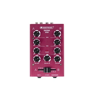 Image of OMNITRONIC GNOME 202 Mini Mixer Red 2 Channel DJ in Miniature Format Extremely Lightweight and Compact Metal Housing