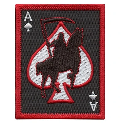 Image of Ace of Spades Grim Reaper Death Card Morale Tactical Skull Skeleton Embroidery Touch Fastener Patch