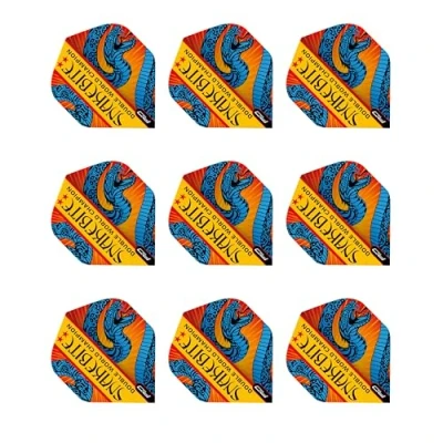 Image of RED DRAGON Peter Wright Snakebite Hardcore Ionic Blue &amp; Orange Standard dart flights 3 sets per pack (9 in total)