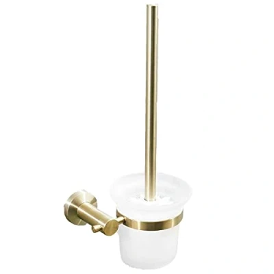Image of Toilet Brush And Holder Set, Long Handled Brush,toilet Bowl Holder,toilet Gold,toilet Wall Mounted,apply To,Bathroom Set brushed silver 36x12.5x12.5