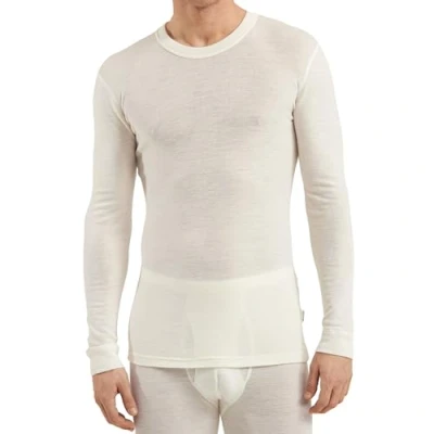 Image of DILLING Men&#039;s Merino Wool Base Layer Long Sleeve Thermal Top Nature S