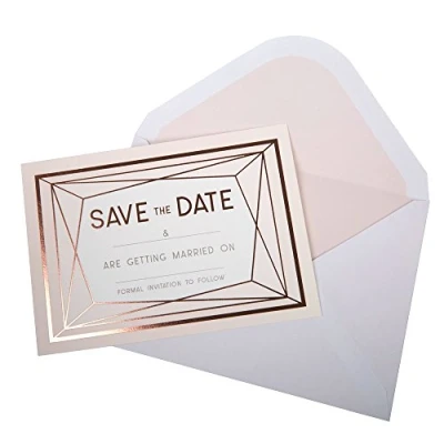 Image of Neviti Geo Blush Save The Date Cards with Envelopes, Pack of 10