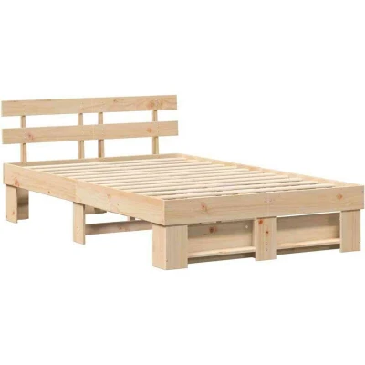 Image of With Headboard Brown 120 x 190 cm Solid pine wood Vidaxl