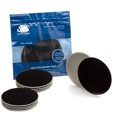 Image of Glass Polish 5 inch (130mm) Pack of 10 Felt Polishing Pads for Glass, Plastic, Metal and Marble