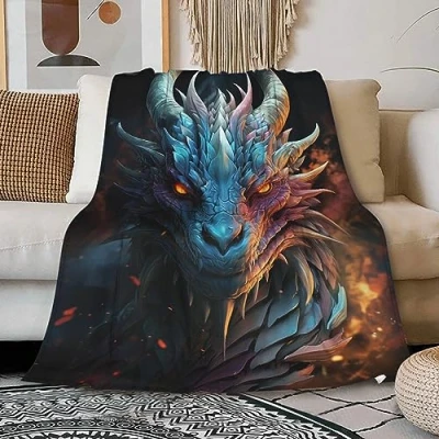 Image of Ultra Soft Flannel Fleece Throw Blanket Dragon All Season Warm and Cozy Quilt for Bed Sofa Couch 60&quot;X50&quot;for Teens