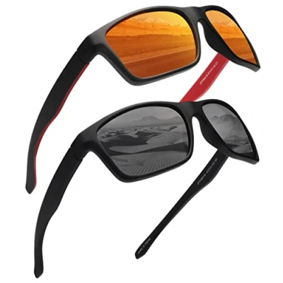 Image of Jim Halo Polarized Sunglasses for Men Women Wrap Around Sprot Sun Glasses Cycling Fishing Driving Black+Orange