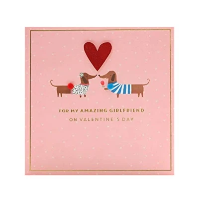 Image of uk greetings Girlfriend Valentines Day Card With Envelope Sausage Dog Couple Design