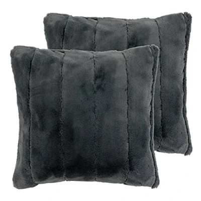 Image of Paoletti Empress Twin Pack Feather Filled Cushions, Charcoal, 45 x 45cm