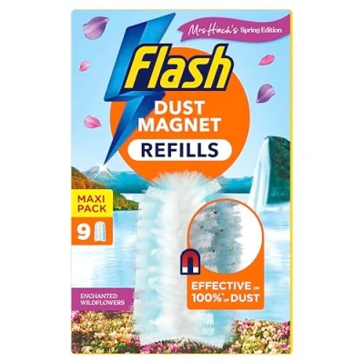 Image of Flash Dust Magnet Mrs Hinch&#039;s Enchanted Wildflowers Duster Refills 9x, Traps &amp; Locks Up